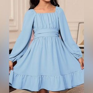 Dokotoo Girls Tie Back Off Shoulder Dress Ruffle Long Sleeve